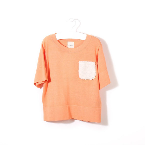 Knit Planet Fluffy Pocket Tee (Peach / Slate) - TA-DA!